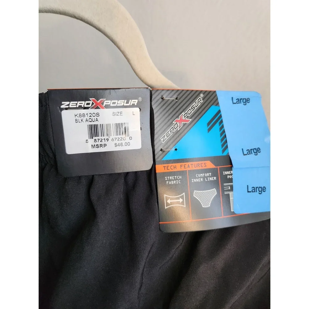ZeroXposur Mens Black Aqua Athletic Swim Trunks Shorts Size L MSRP $46